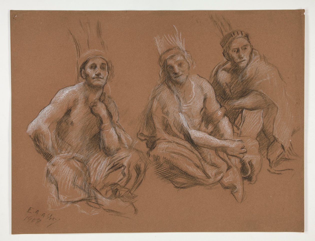 Studie von 3 Indianern für von Edwin Austin Abbey