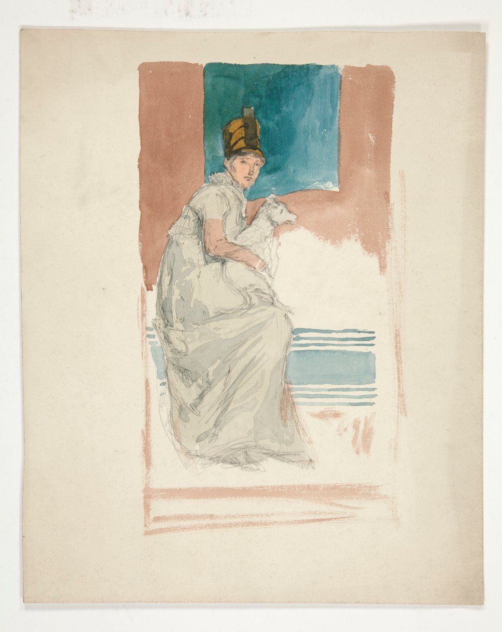 Frau mit Schoßhund von Edwin Austin Abbey