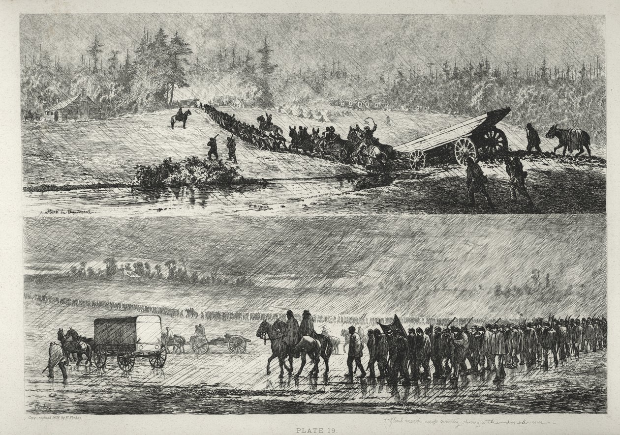 Marschieren im Regen von Edwin Forbes