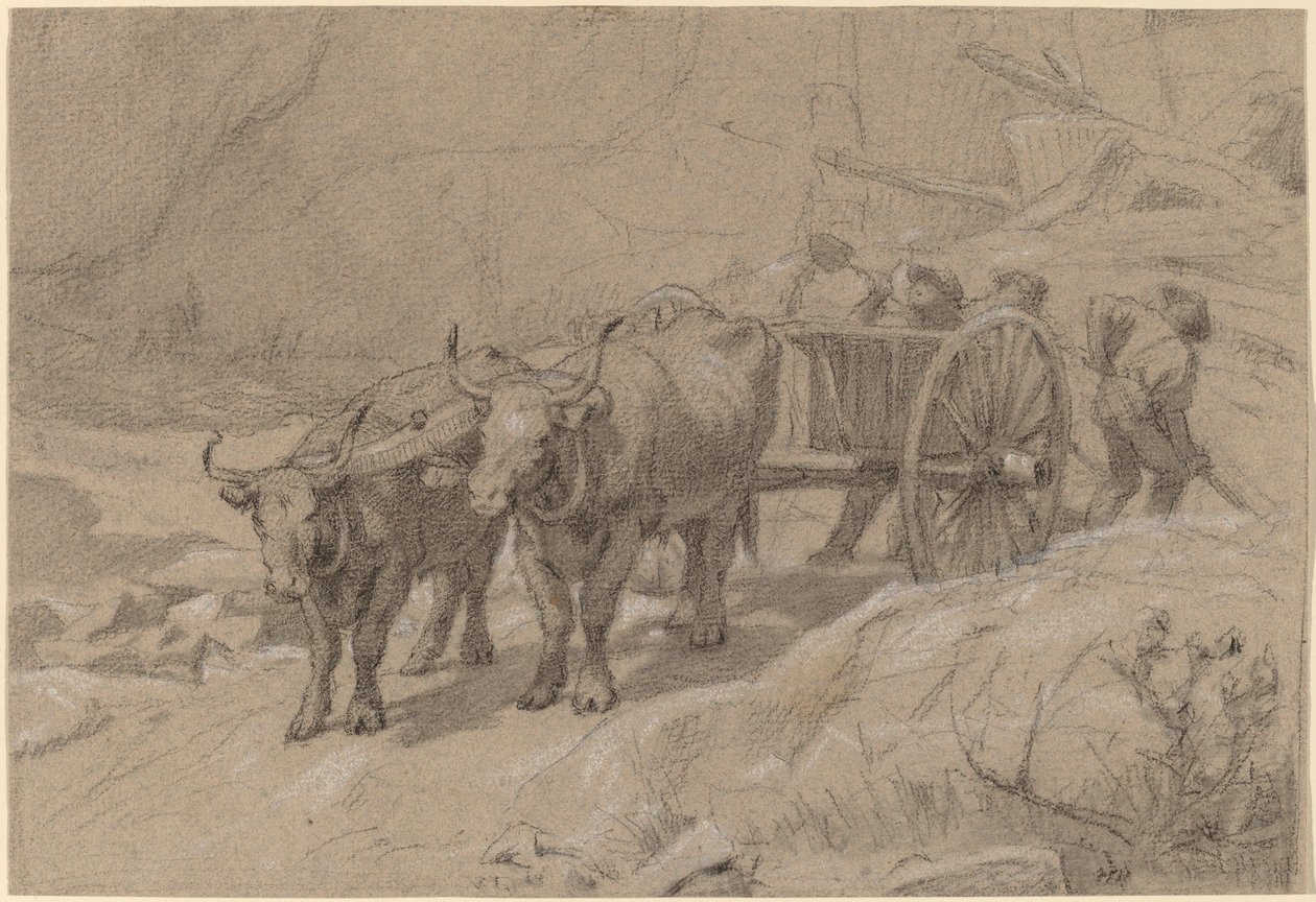 Ochsen und Kippwagen von Edwin Forbes