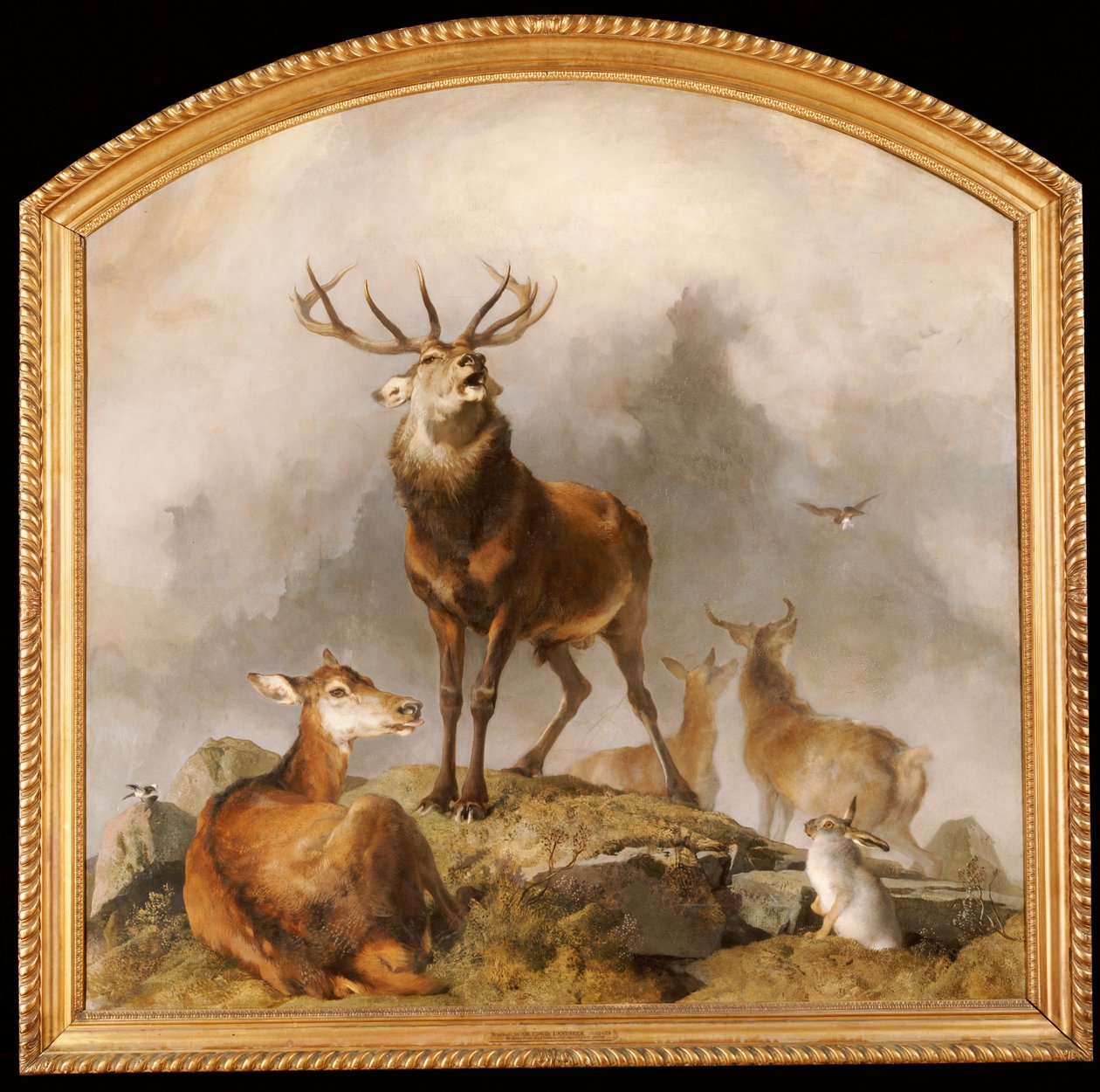 Szene in Braemar - Hochlandhirsche von Edwin Landseer