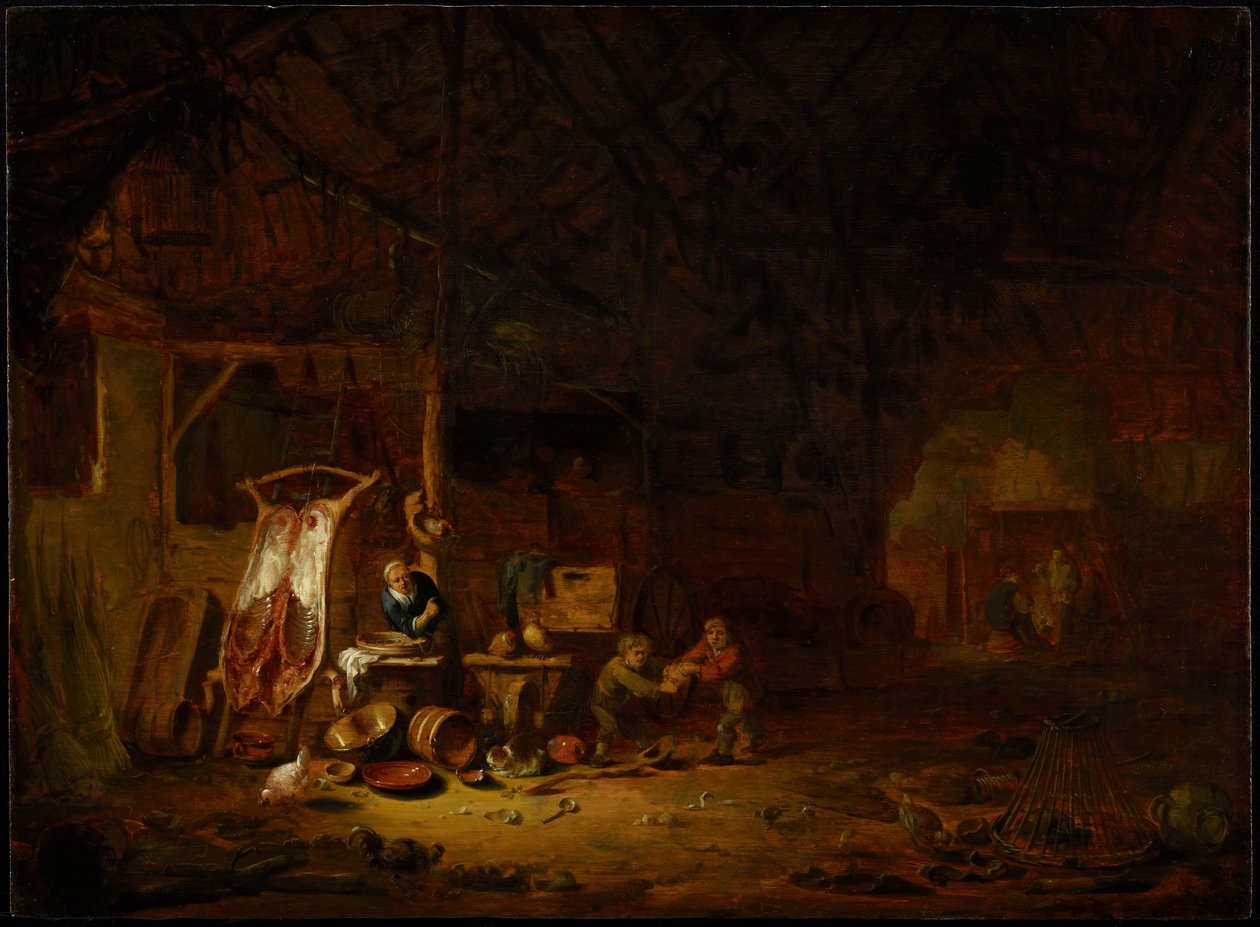 Innenansicht einer Scheune, 1644 von Egbert van der Poel
