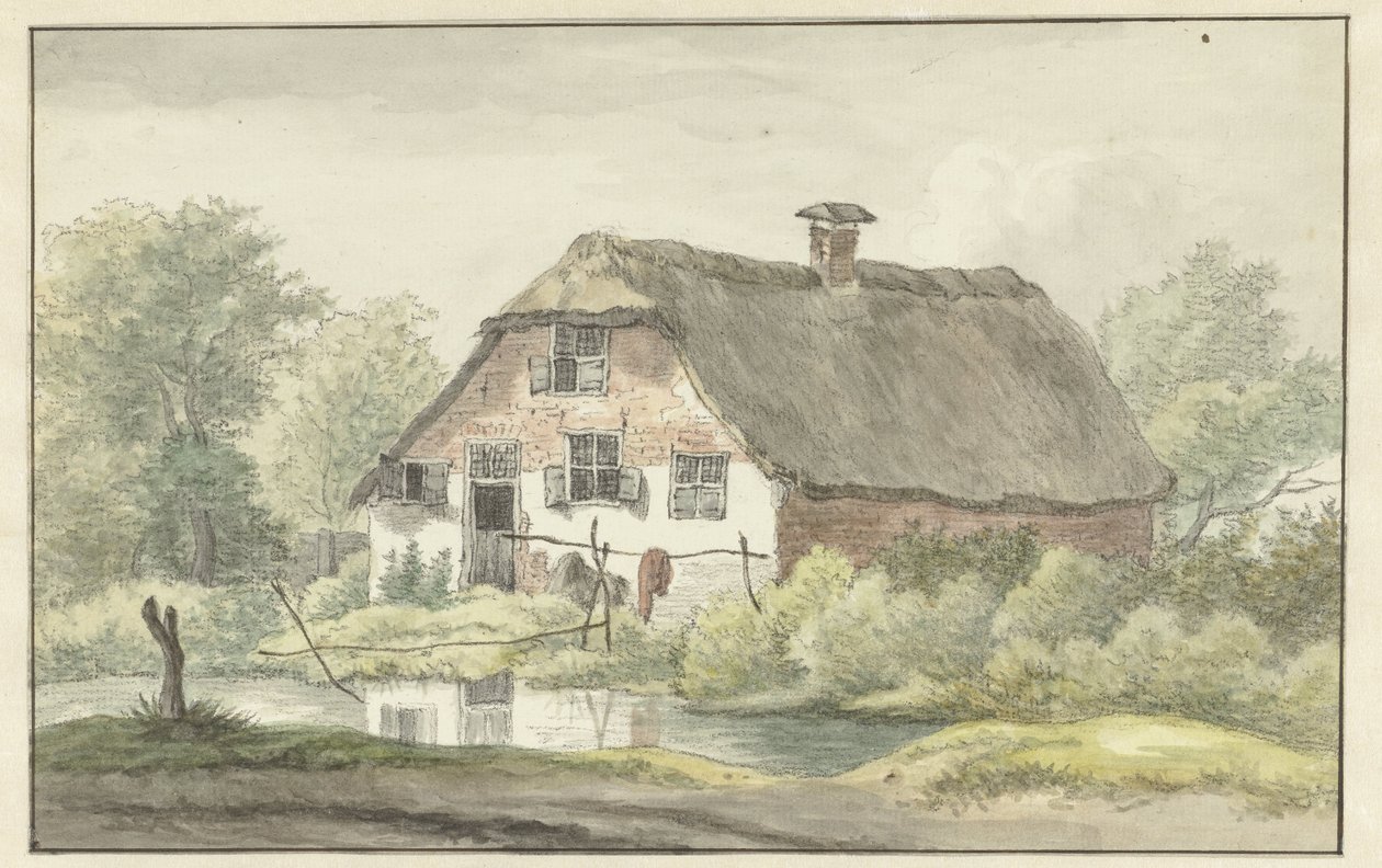 Bauernhof mit Strohdach von Egbert van Drielst