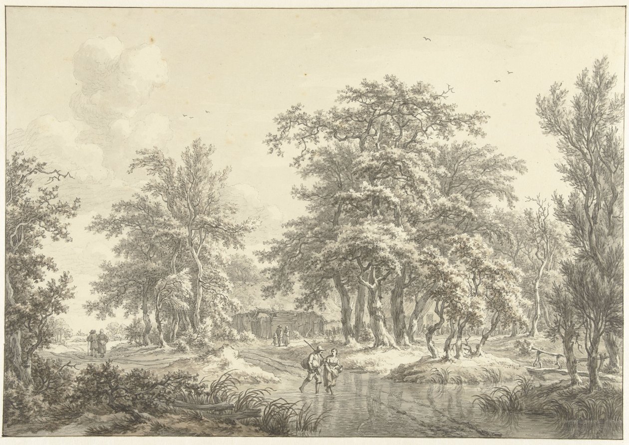Waldlandschaft mit einigen Figurengruppen von Egbert van Drielst