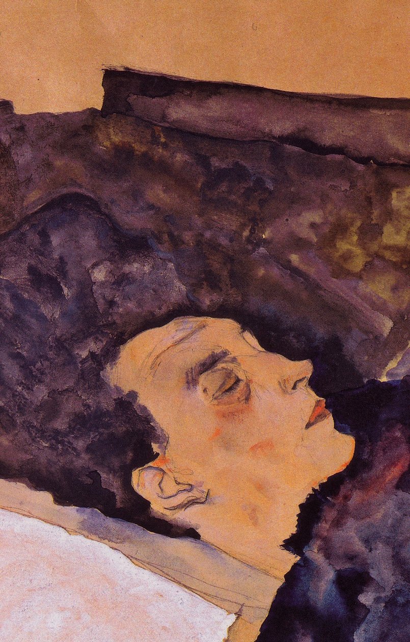 Die schlafende Mutter des Künstlers von Egon Schiele