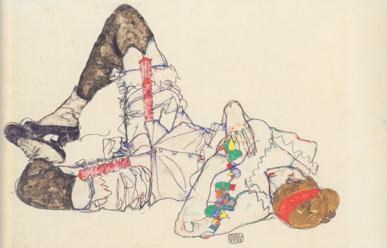 Auf dem Rücken liegende Frau von Egon Schiele