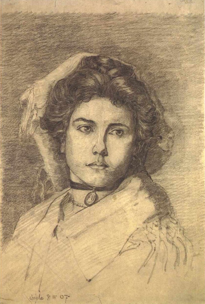 Bildnis einer Dame mit Halsband und Medaillon von Egon Schiele