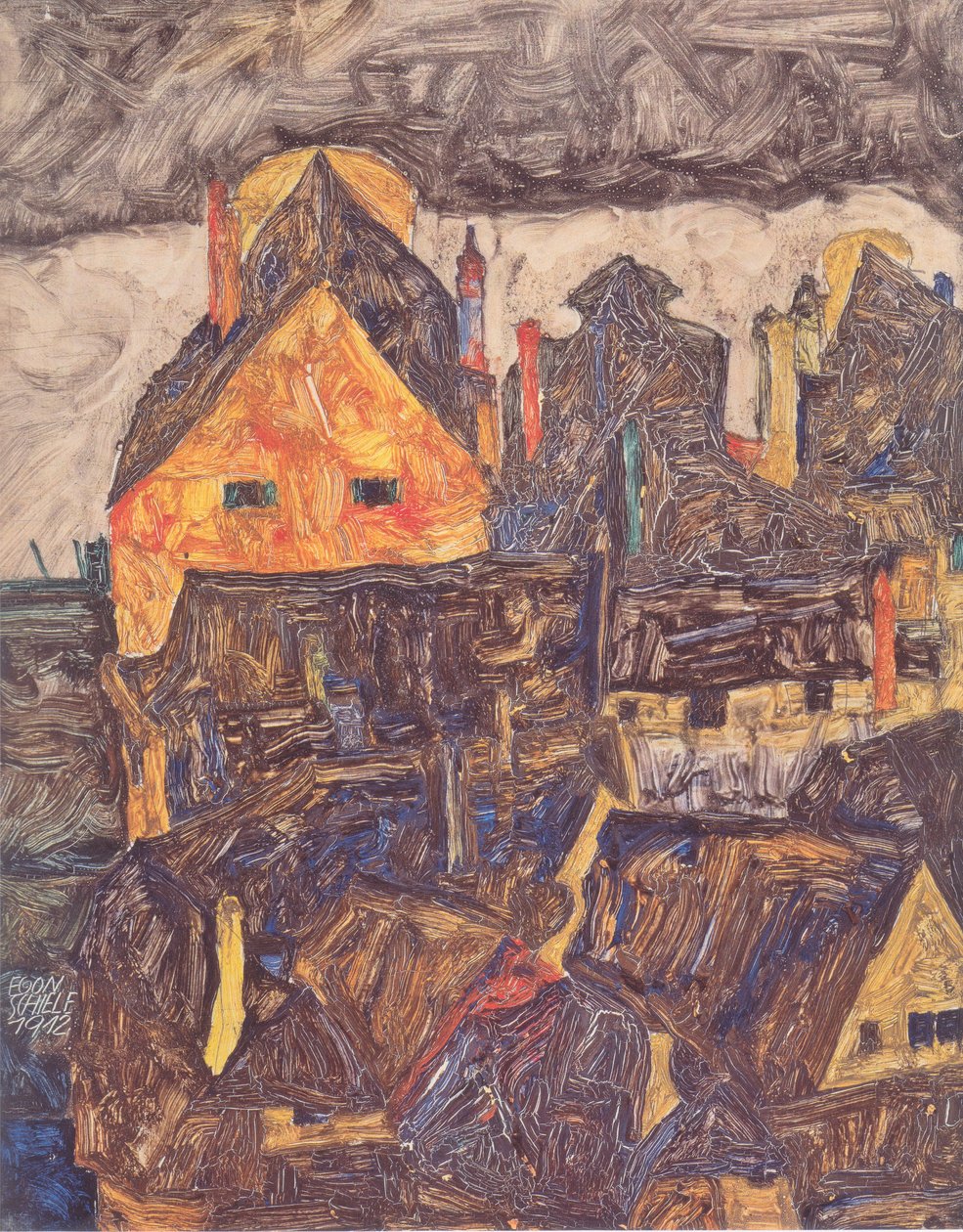 Die alte Stadt I (Tote Stadt V) von Egon Schiele
