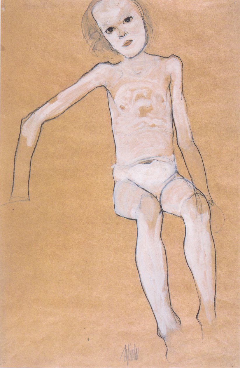 Sitzender Mädchenakt von Egon Schiele