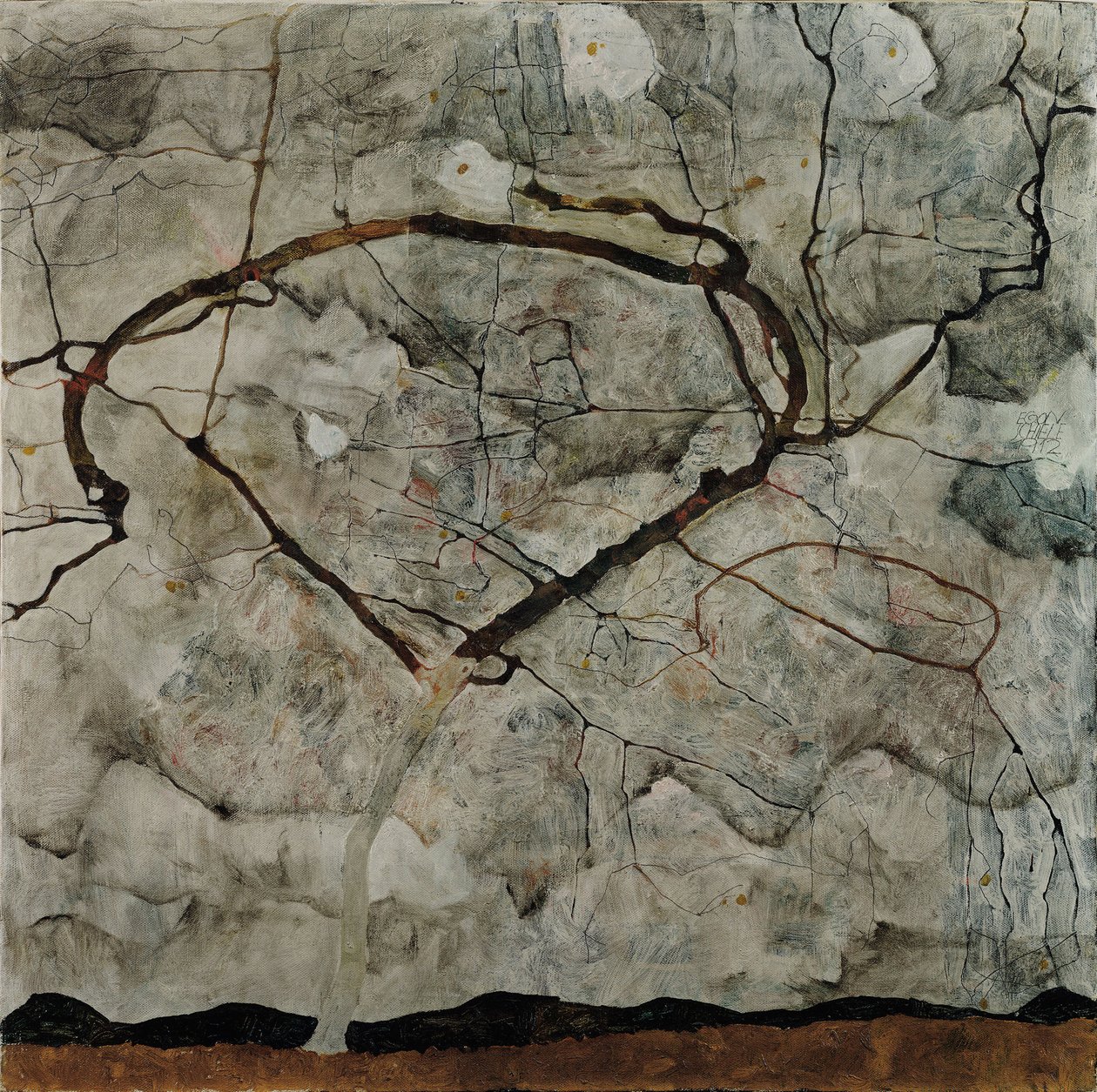 Herbstbaum im turbulenten Wind, 1912 von Egon Schiele