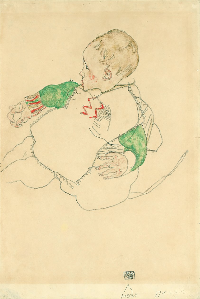 Kind mit grünen Ärmeln von Egon Schiele