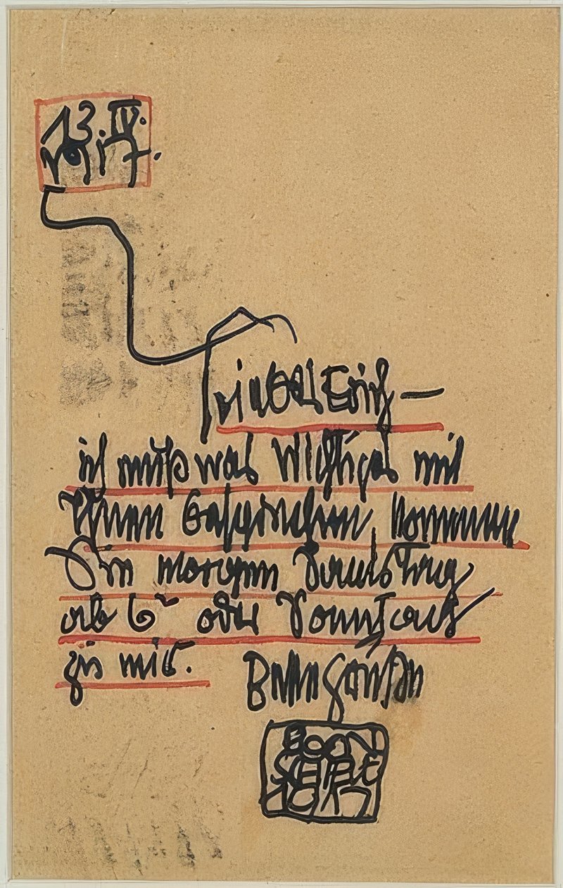 Eigenhändige Postkarte an Erich Lederer von Egon Schiele
