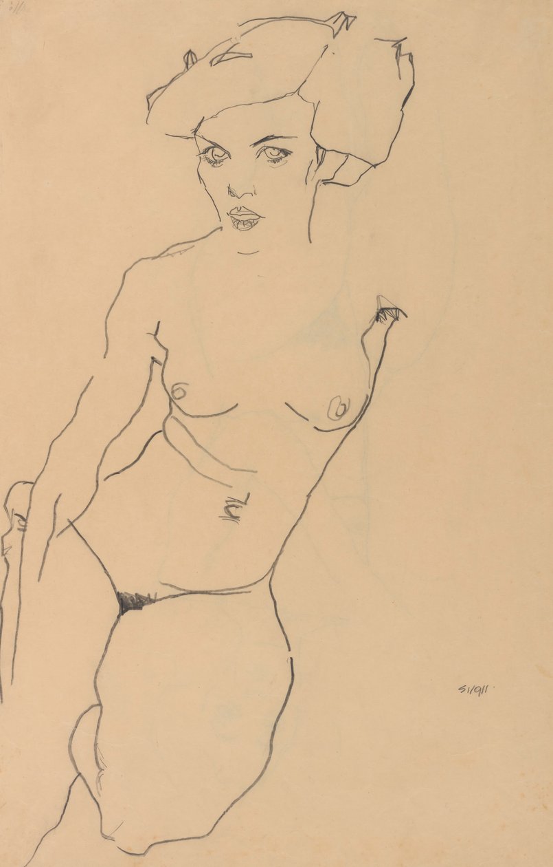 Kniende weibliche Aktfigur von Egon Schiele