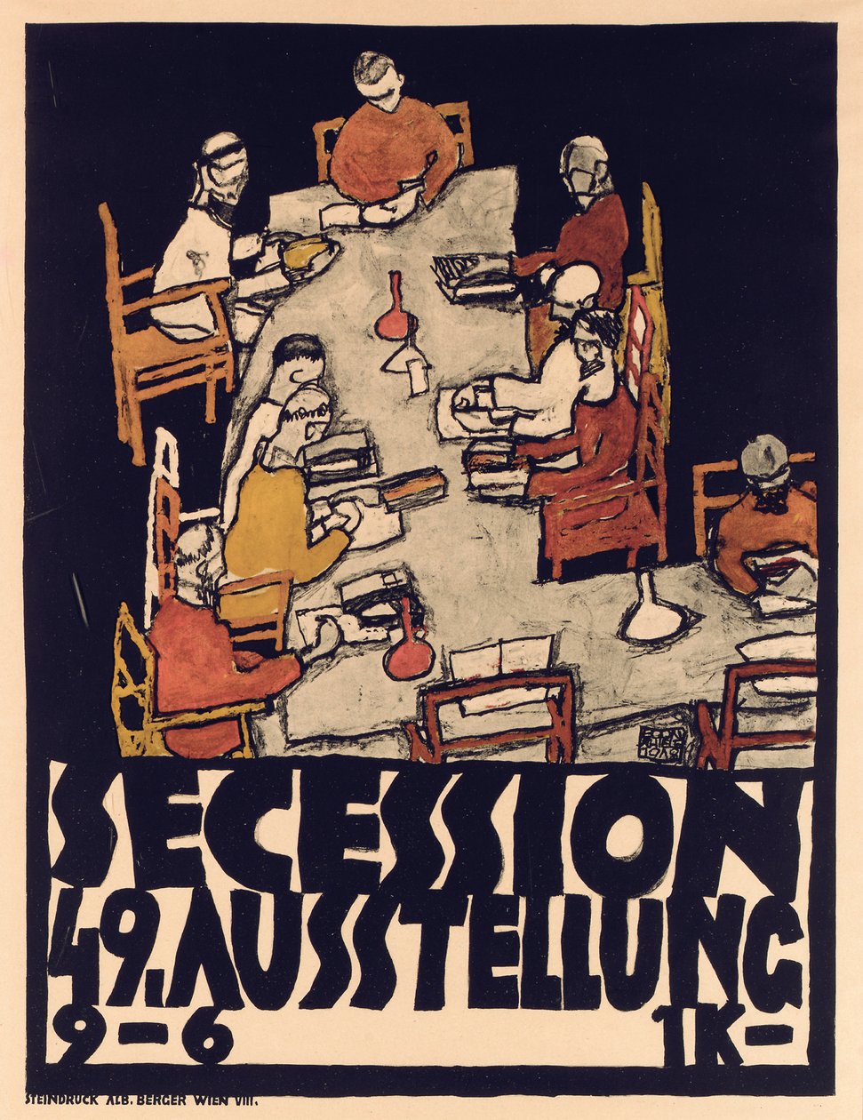 Plakat zur Secession 49 Ausstellung von Egon Schiele