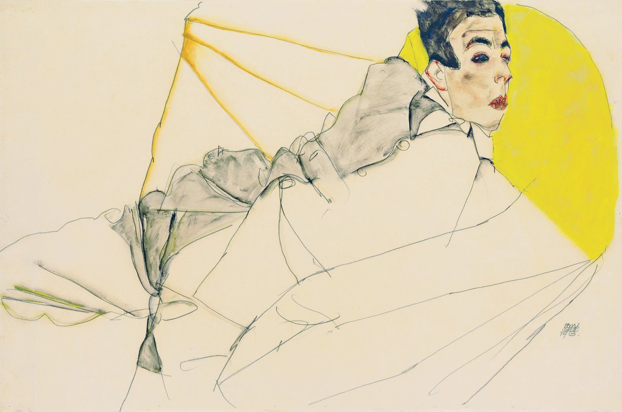 Liegender Junge Erich Lederer, 1913 von Egon Schiele