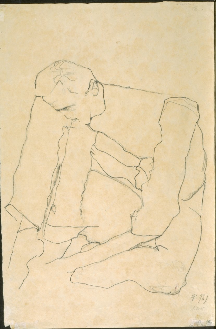 Sitzender Mann (verso) von Egon Schiele
