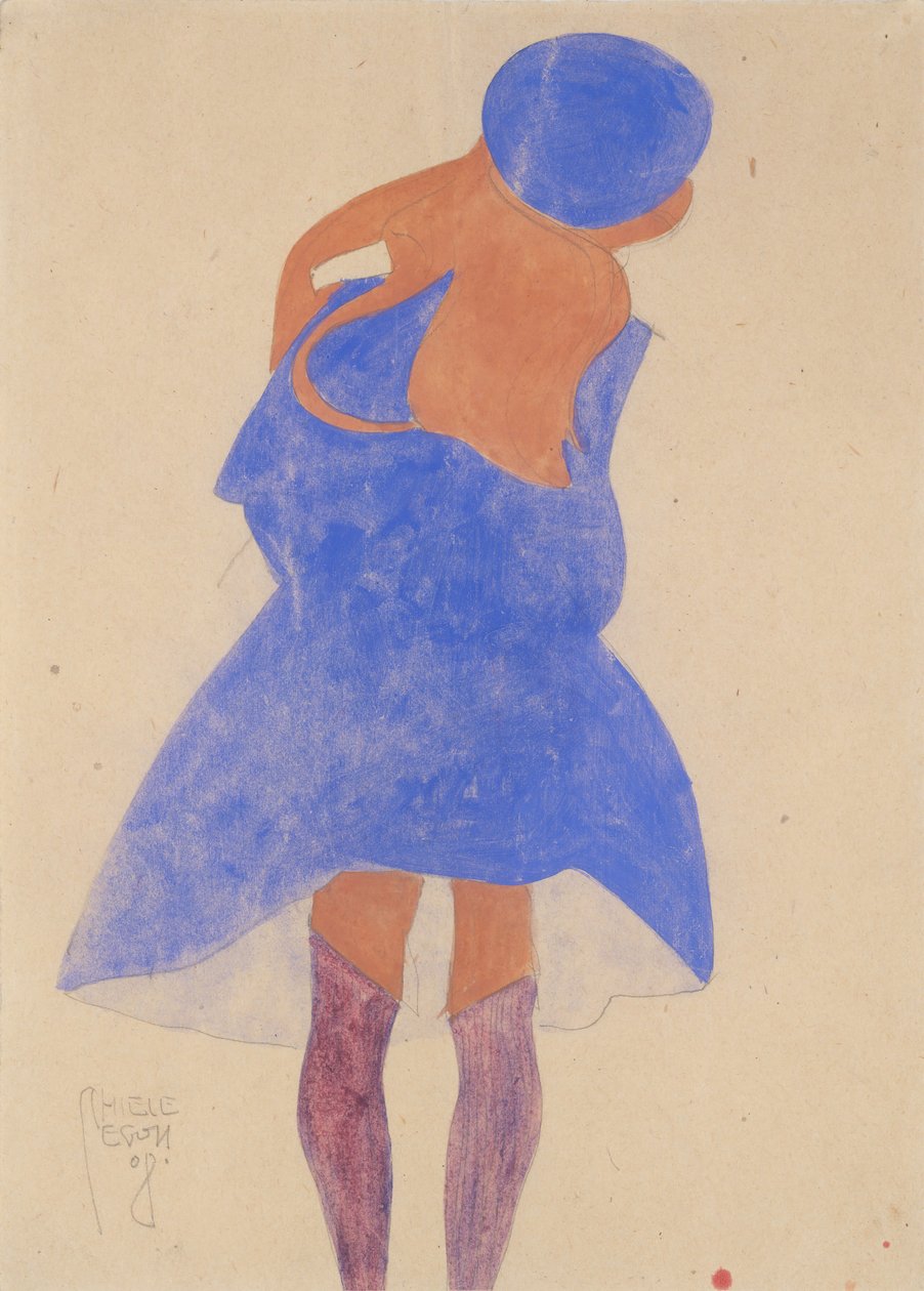 Stehendes Mädchen, Rückansicht von Egon Schiele