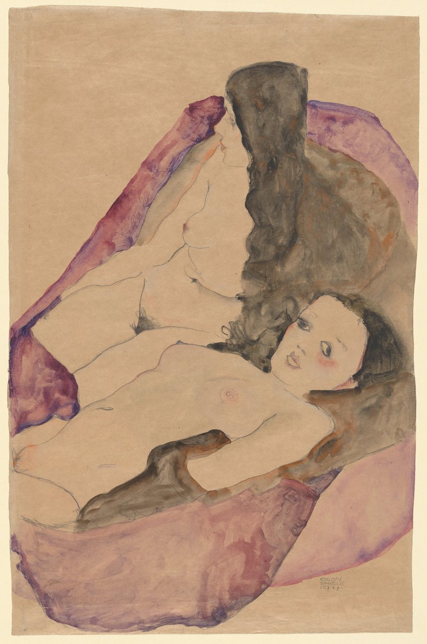 Zwei liegende Akte, 1911 von Egon Schiele