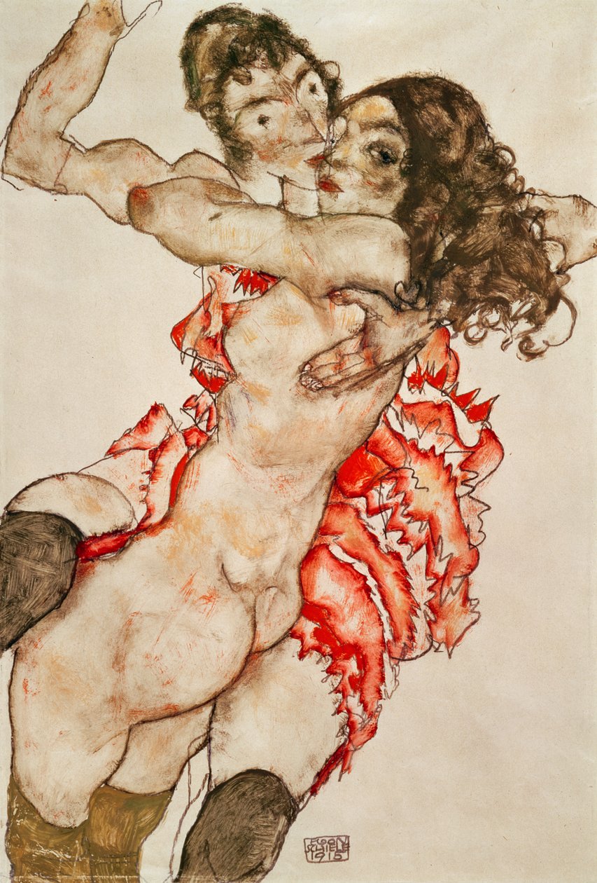 Zwei Frauen, die sich umarmen von Egon Schiele