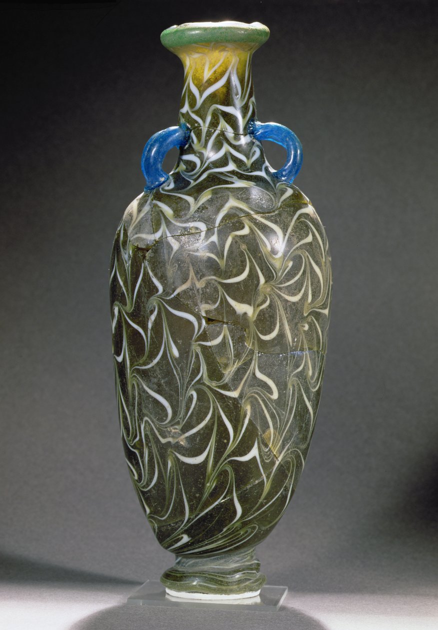 Eine kerngeformte Amphore mit Wellenmotiven, 19.-20. Dynastie, Neues Reich von Egyptian