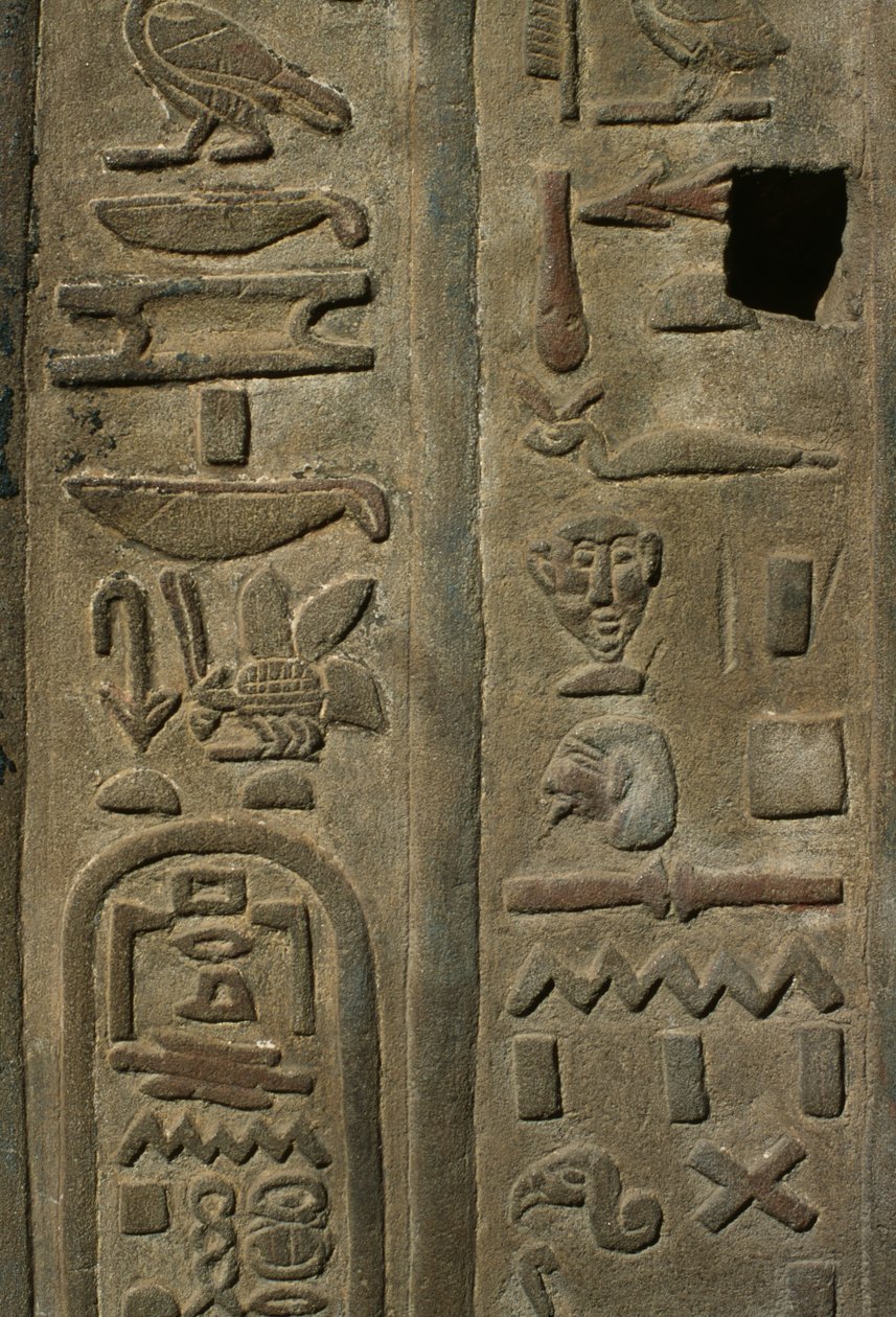 Detail eines Reliefs, Hieroglyphen von Egyptian