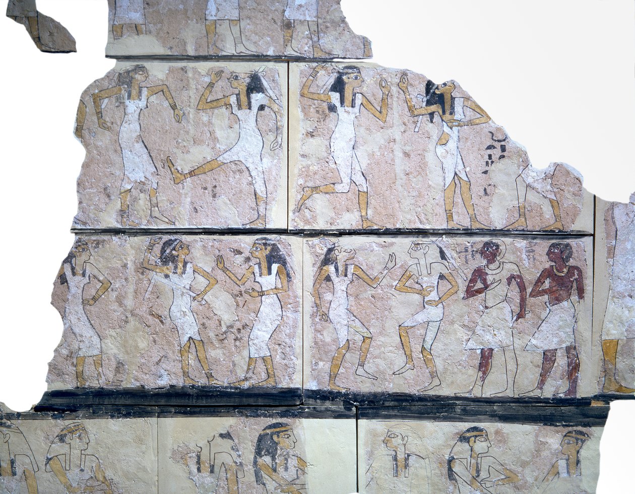 Fragment eines Wandgemäldes, das tanzende Mädchen darstellt von Egyptian