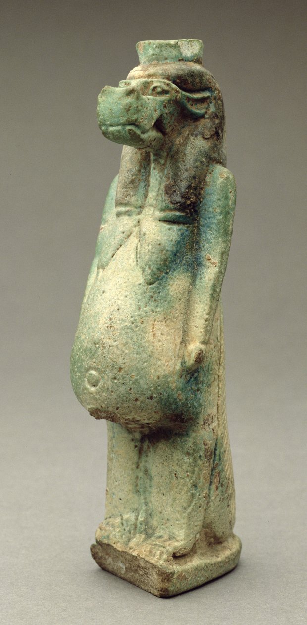 Statuette der Göttin Taweret, ein Nilpferd mit Krokodilschwanz (Fayence) von Egyptian