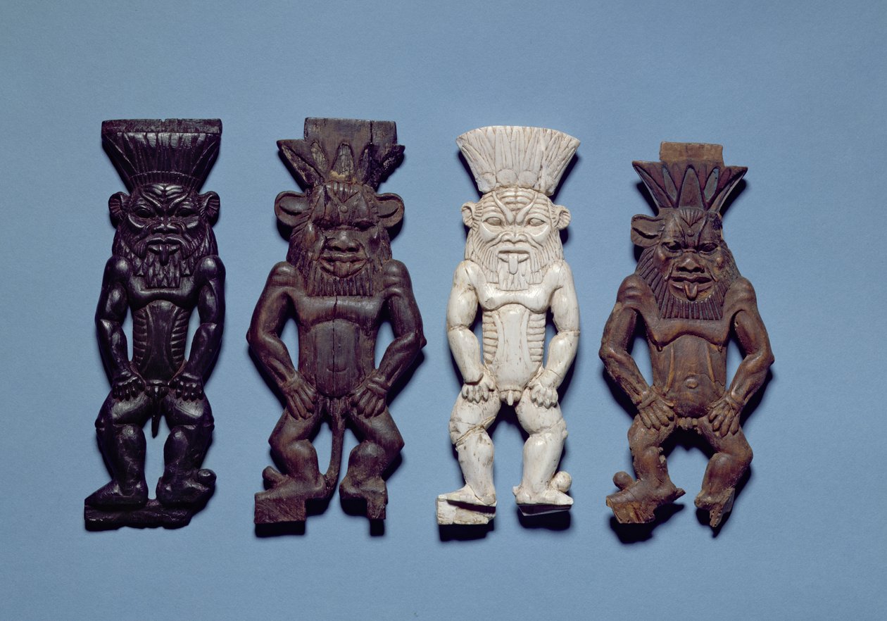 Vier Figuren der grotesken Gottheit Bes, Neues Reich von Egyptian 18th Dynasty