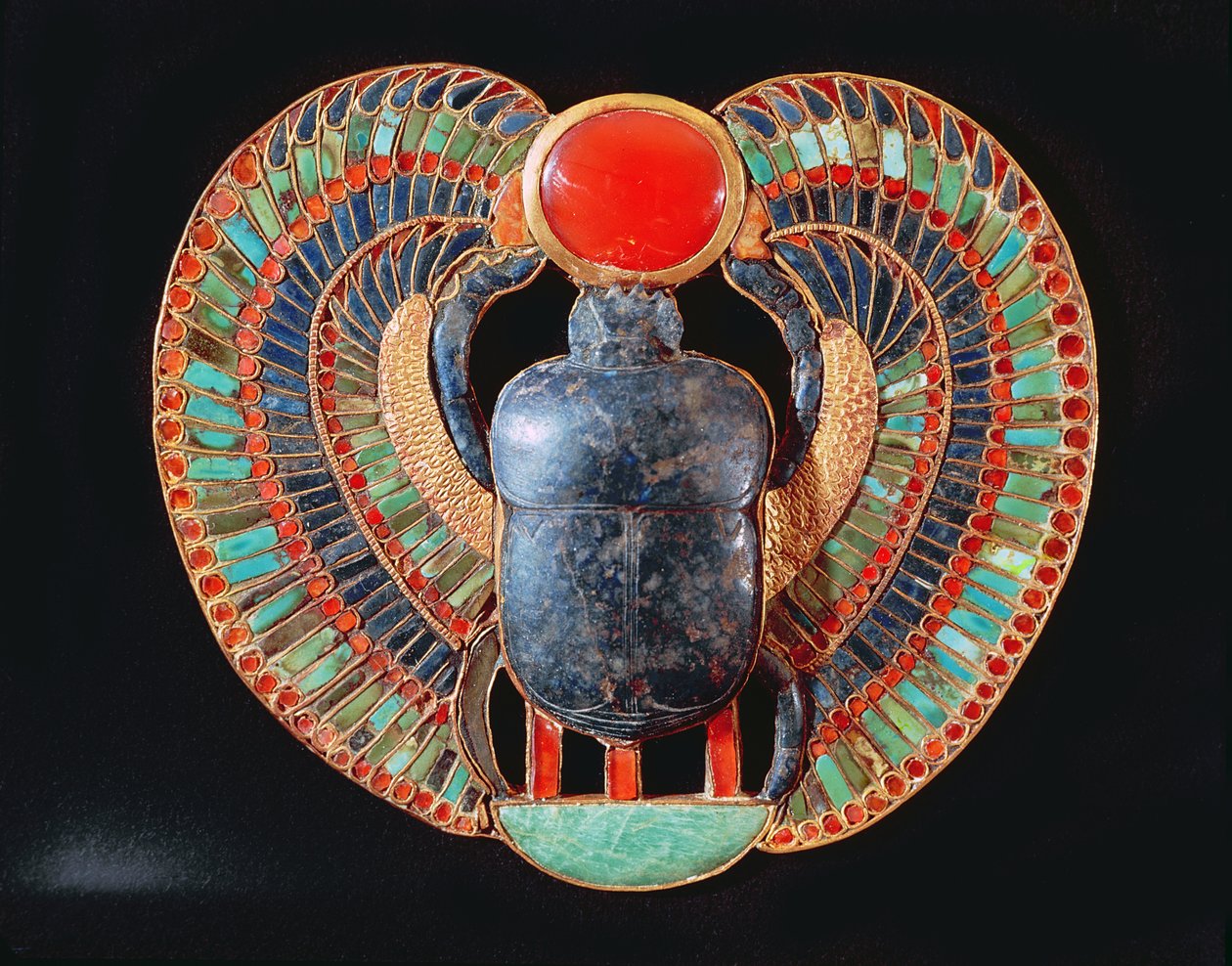 Skarabäus-Pektorale, aus dem Grab von Tutanchamun, im Tal der Könige in Theben, ca. 1361-52 v. Chr., Neues Reich von Egyptian 18th Dynasty