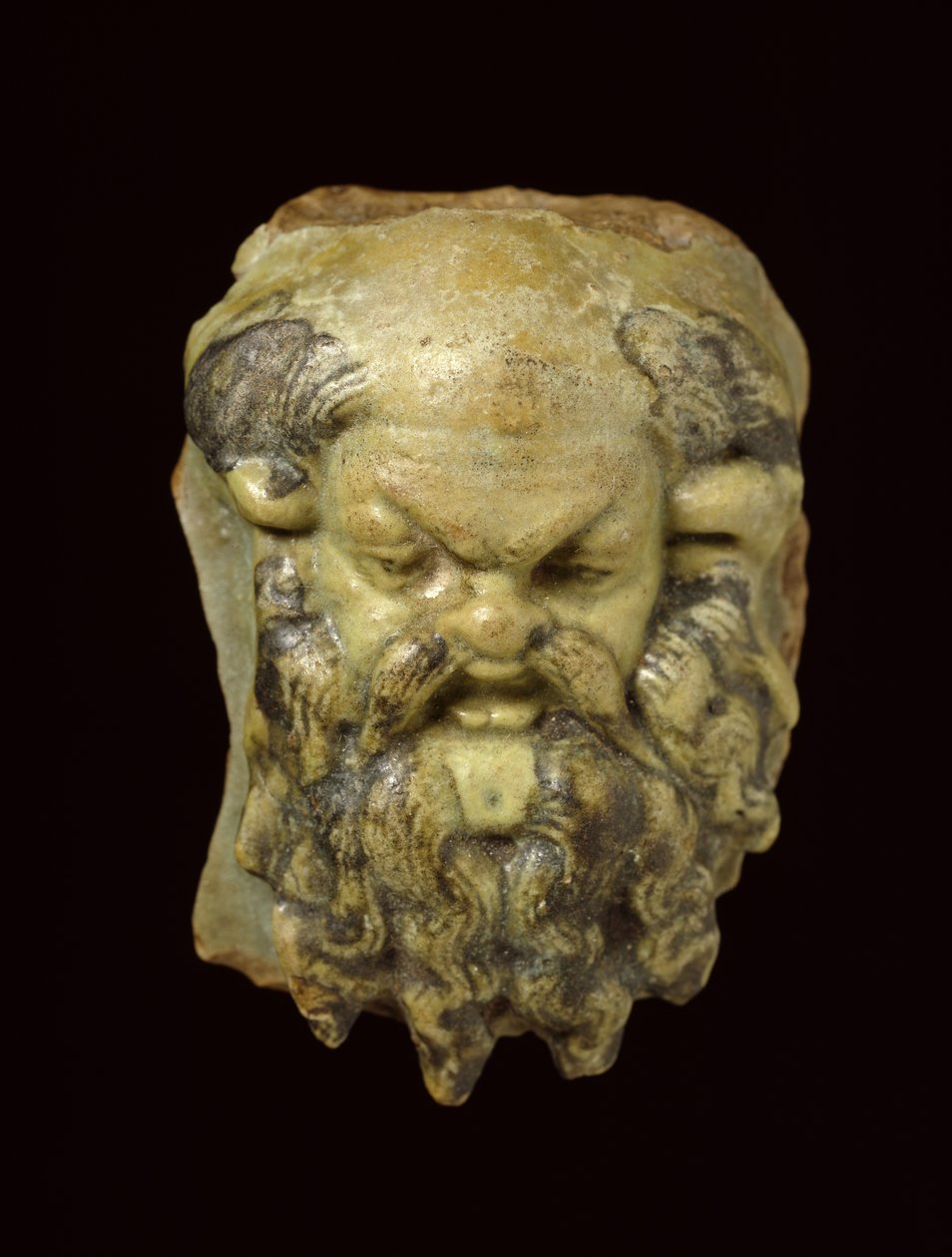 Silenus-Kopf aus glasierter Fayence von Egyptian Ptolemaic Period
