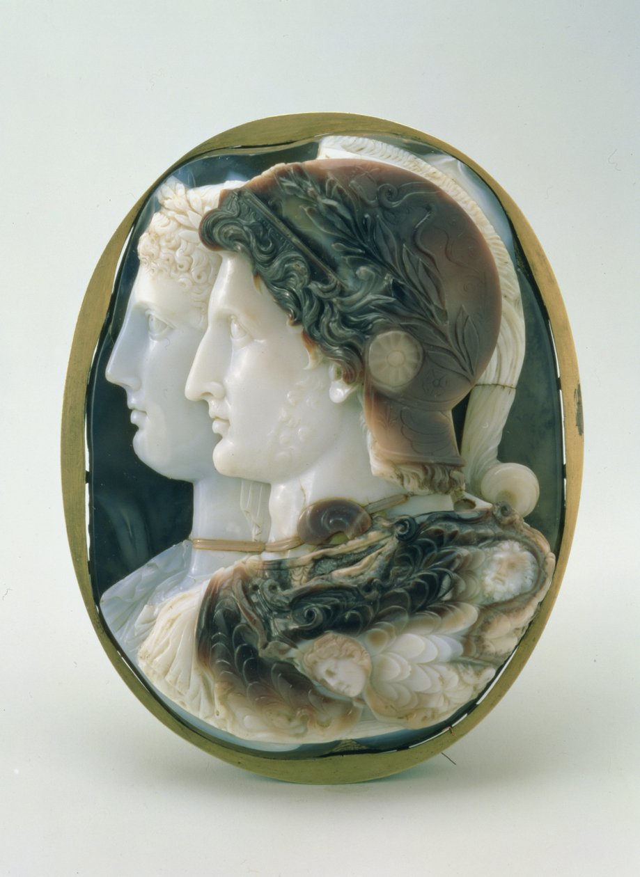 Das Gonzaga-Kameo, das Ptolemaios II. Philadelphos (285-246 v. Chr.) und seine Frau Arsinoe als Götter des griechischen Pantheons darstellt, hergestellt in Alexandria, 3. Jahrhundert v. Chr. von Egyptian Ptolemaic Period