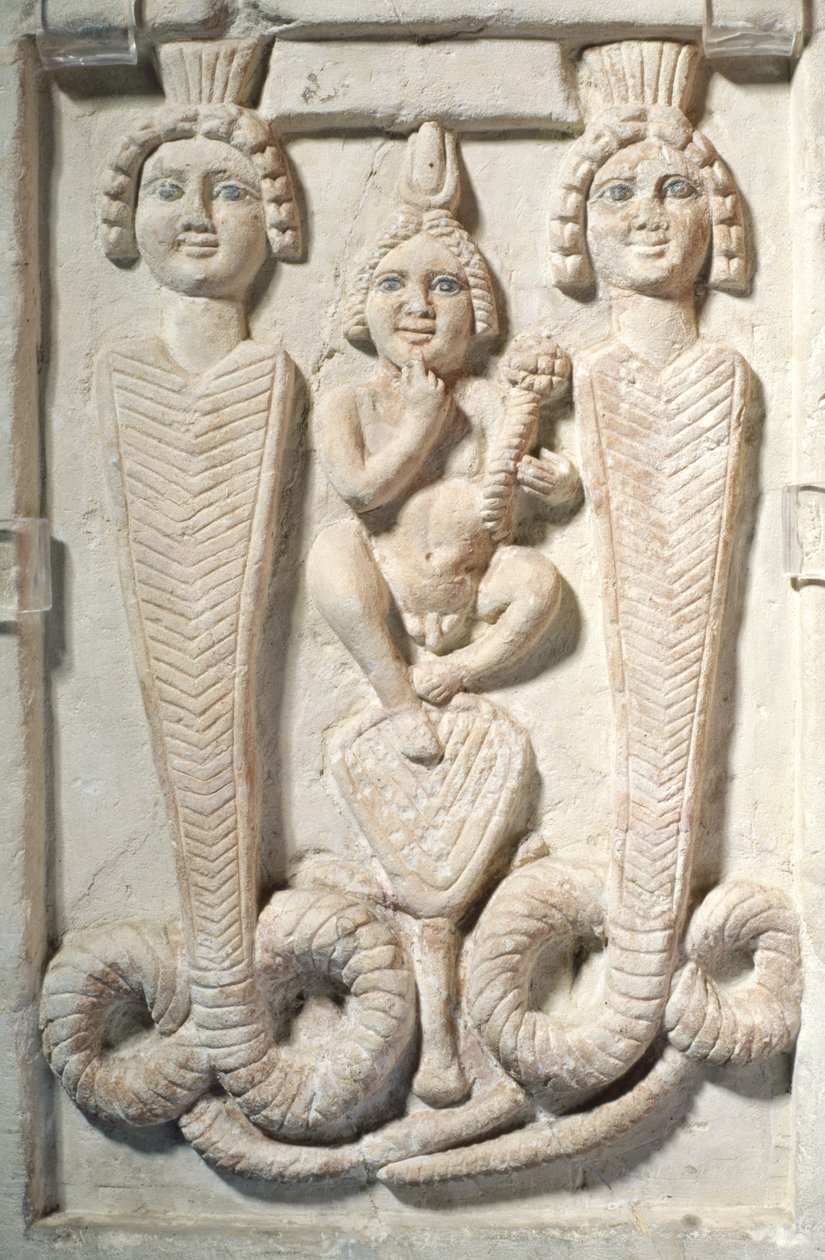 Harpokrates auf Lotus, koptisch (Kalkstein) von Egyptian