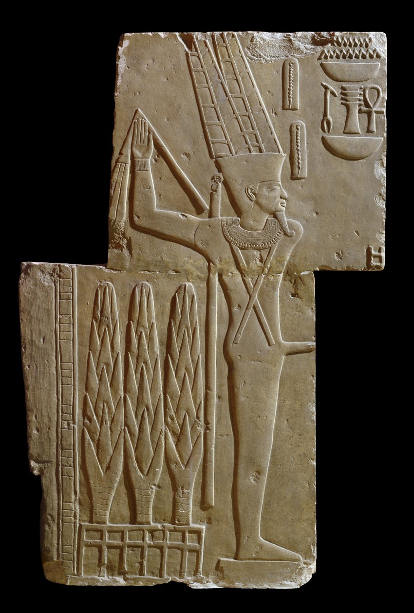 Relief des Gottes Min (Kalkstein) von Egyptian