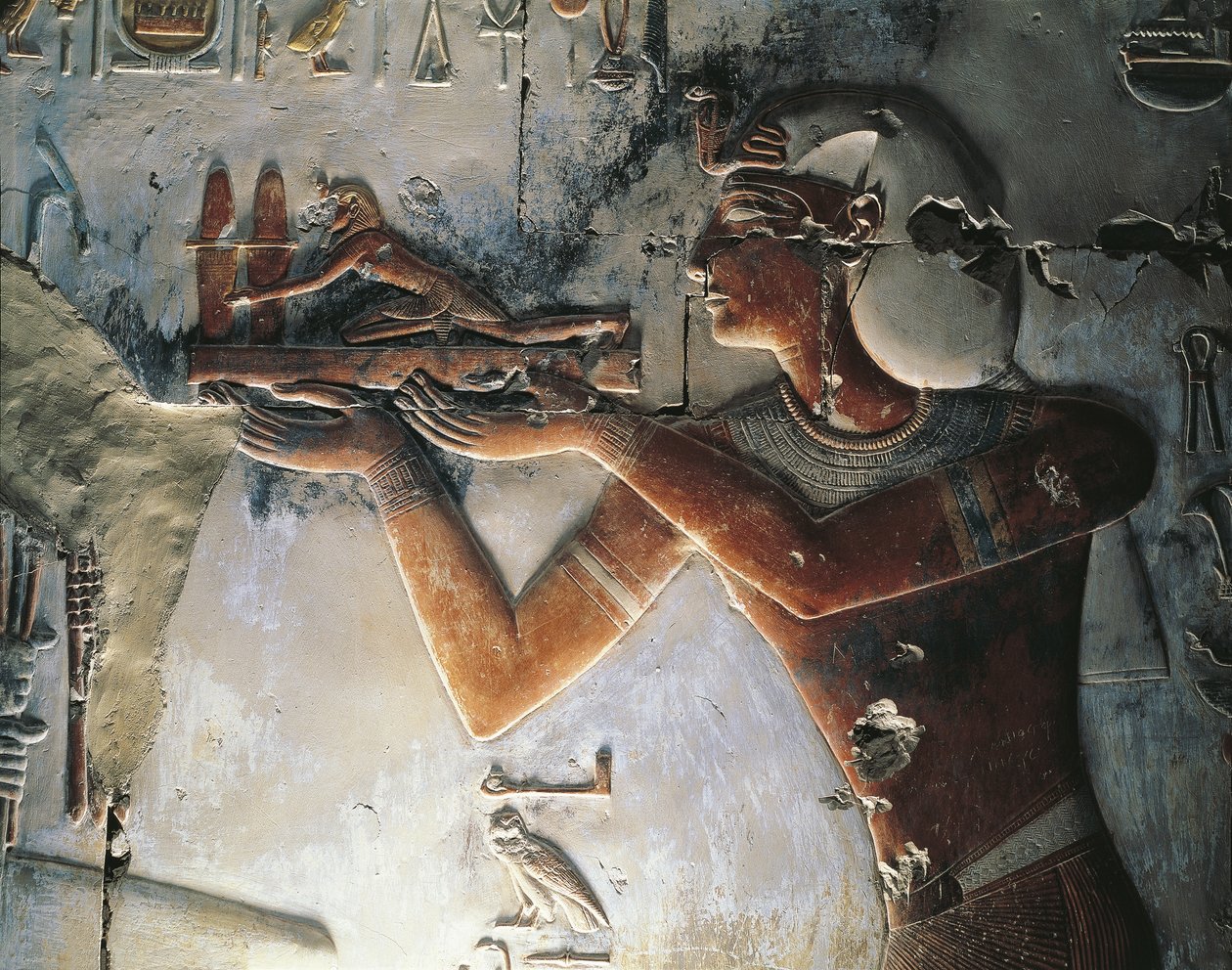 Bemaltes Relief eines Pharaos von Egyptian Egyptian