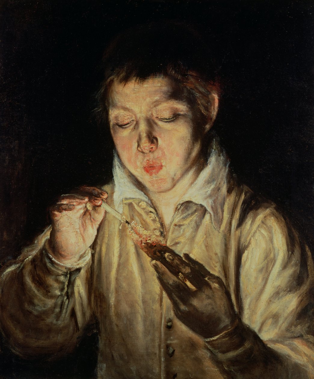 Ein Kind, das auf eine Glut bläst, frühe 1570er Jahre von El Greco