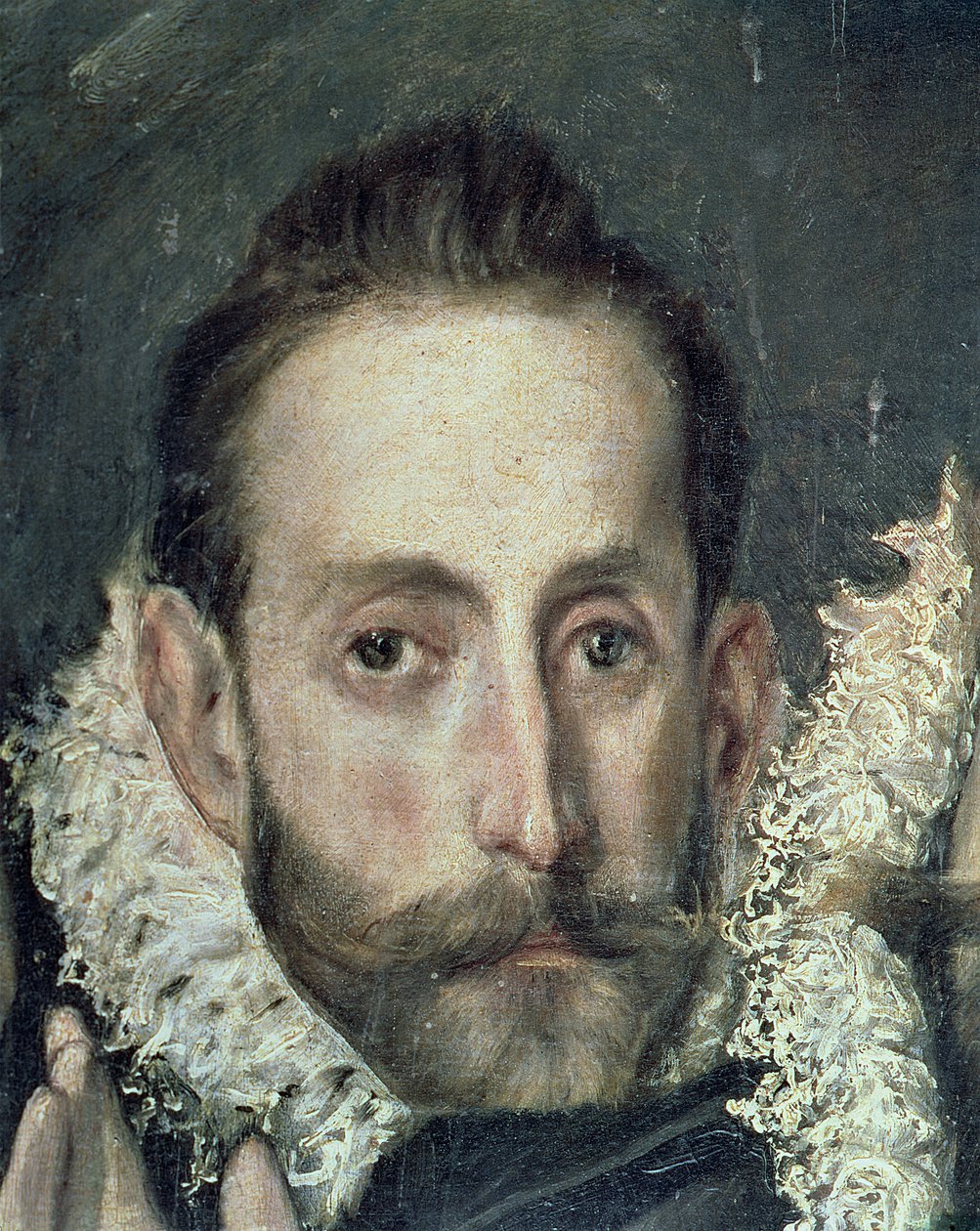 Selbstporträt (Detail) aus Das Begräbnis des Grafen Orgaz, 1586-88 von El Greco