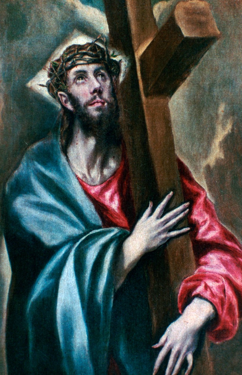 Christus umklammert das Kreuz, 1600-1610 von El Greco