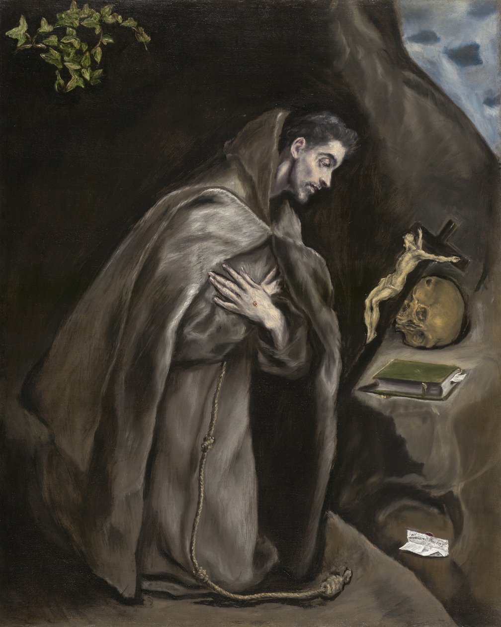Der heilige Franziskus kniend in Meditation, 1595-1600 von El Greco