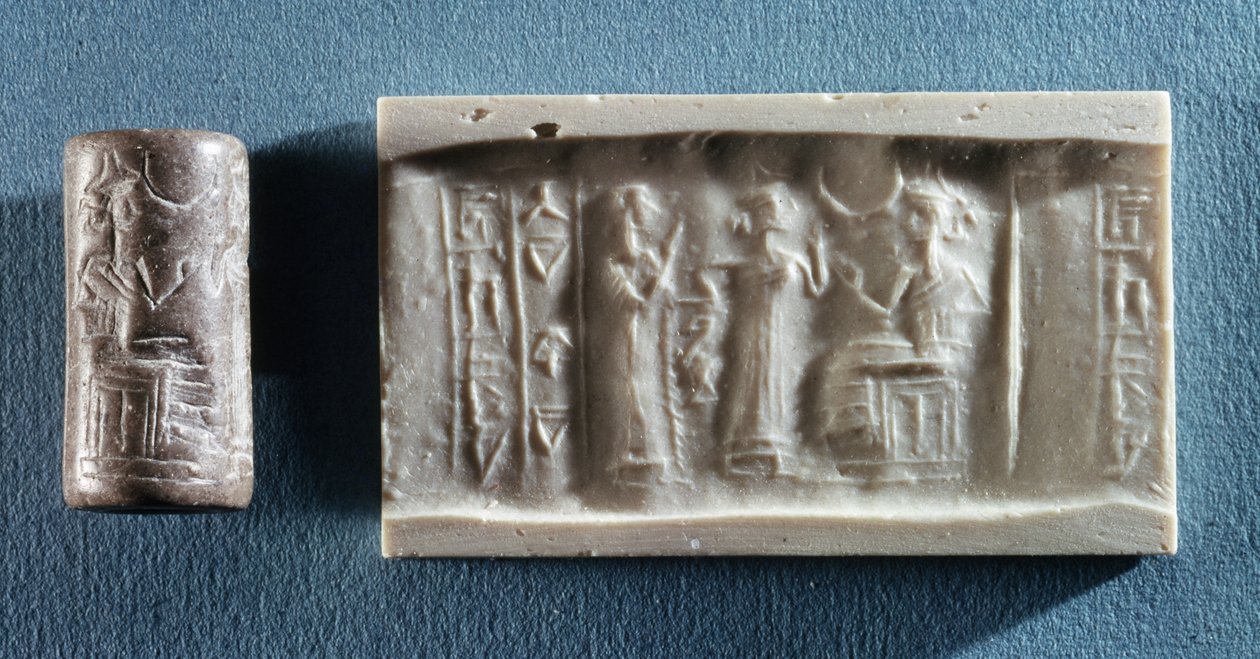 Zylindersiegel, das eine Anrufung des Elam-Kults darstellt von Elamite