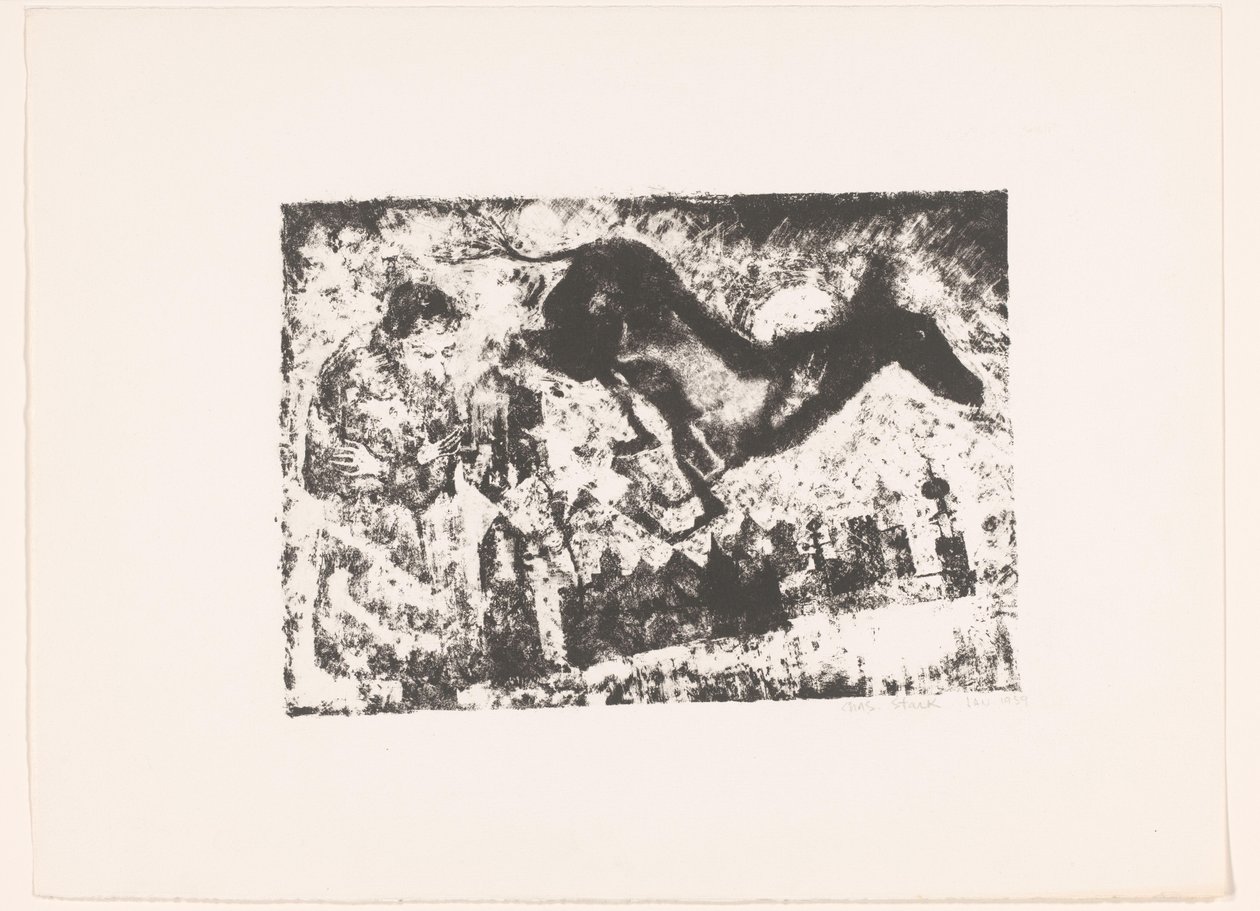Mann und Hirsch vor Stadt von Elias Stark (possibly)