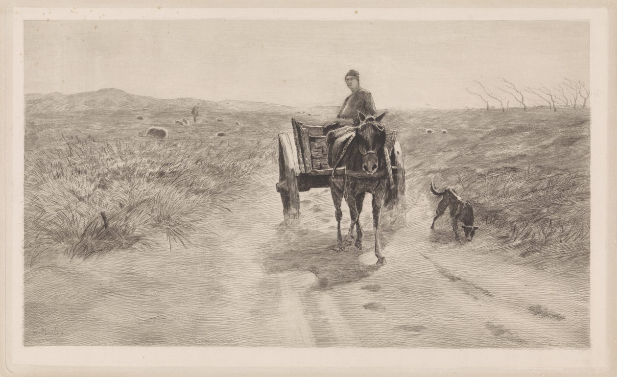 Landschaft mit Pferdewagen von Elias Stark