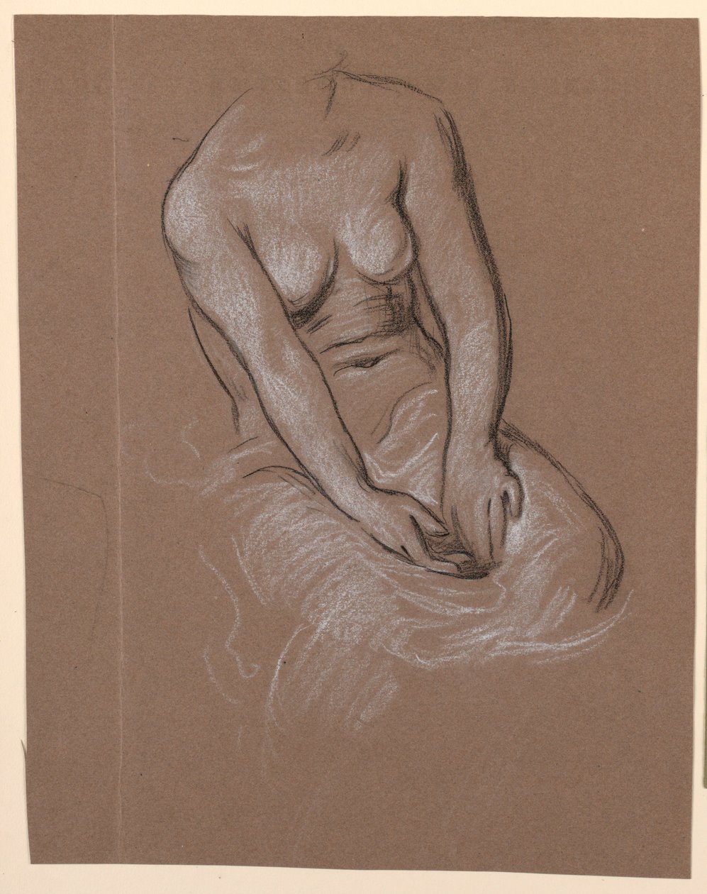 Zeichnung, Weiblicher Torsostudie, ca. 1885 von Elihu Vedder