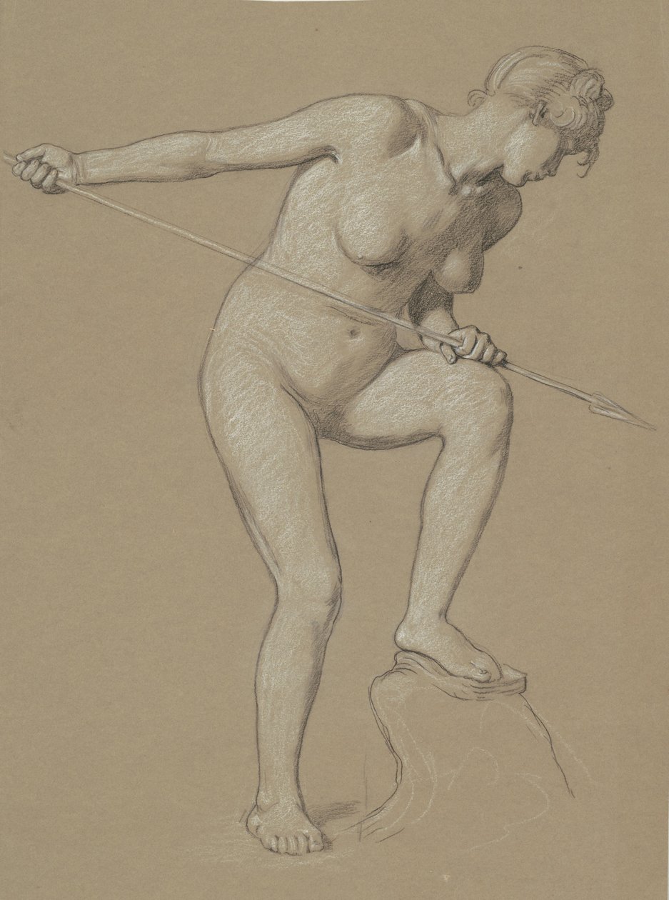 Mädchen spießt Delfin auf, ca. 1900 von Elihu Vedder