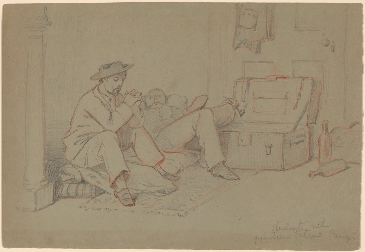 Studenten im Quartier Latin, Paris von Elihu Vedder