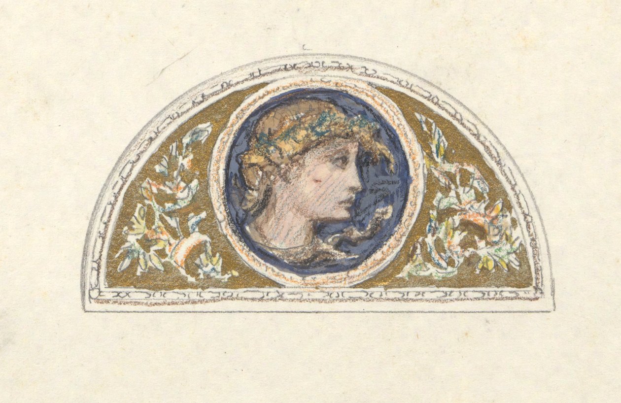 Studie für Lunette mit Frauenkopf von Elihu Vedder
