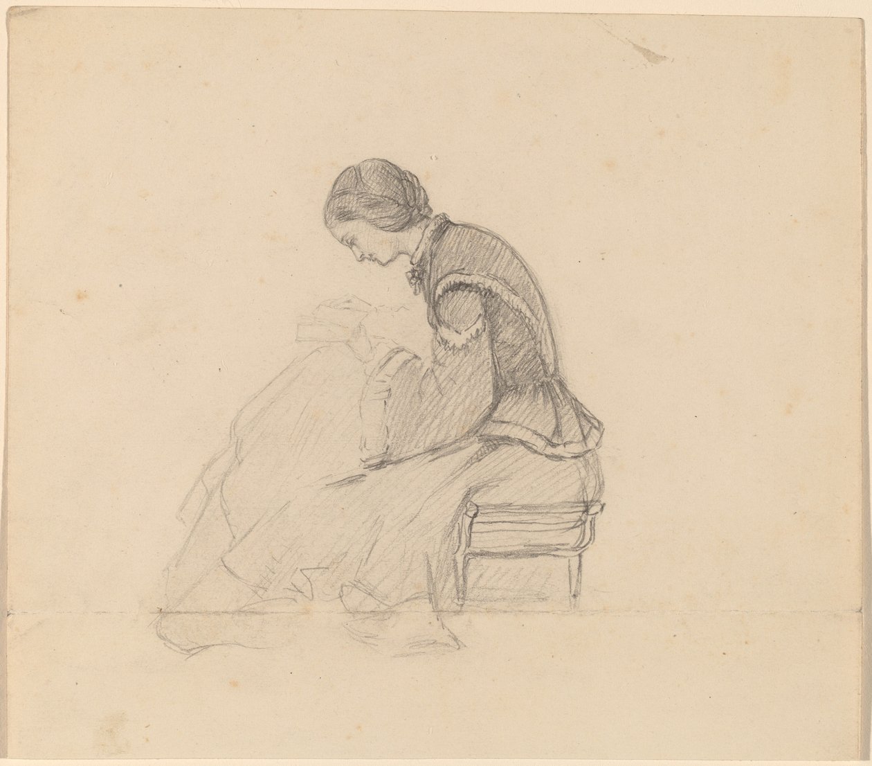 Studie eines lesenden Mädchens von Elihu Vedder