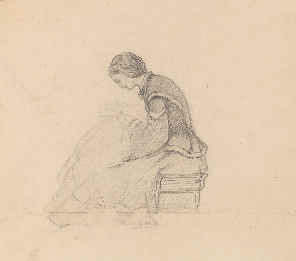Studie eines Mädchens beim Lesen, um 1858 von Elihu Vedder
