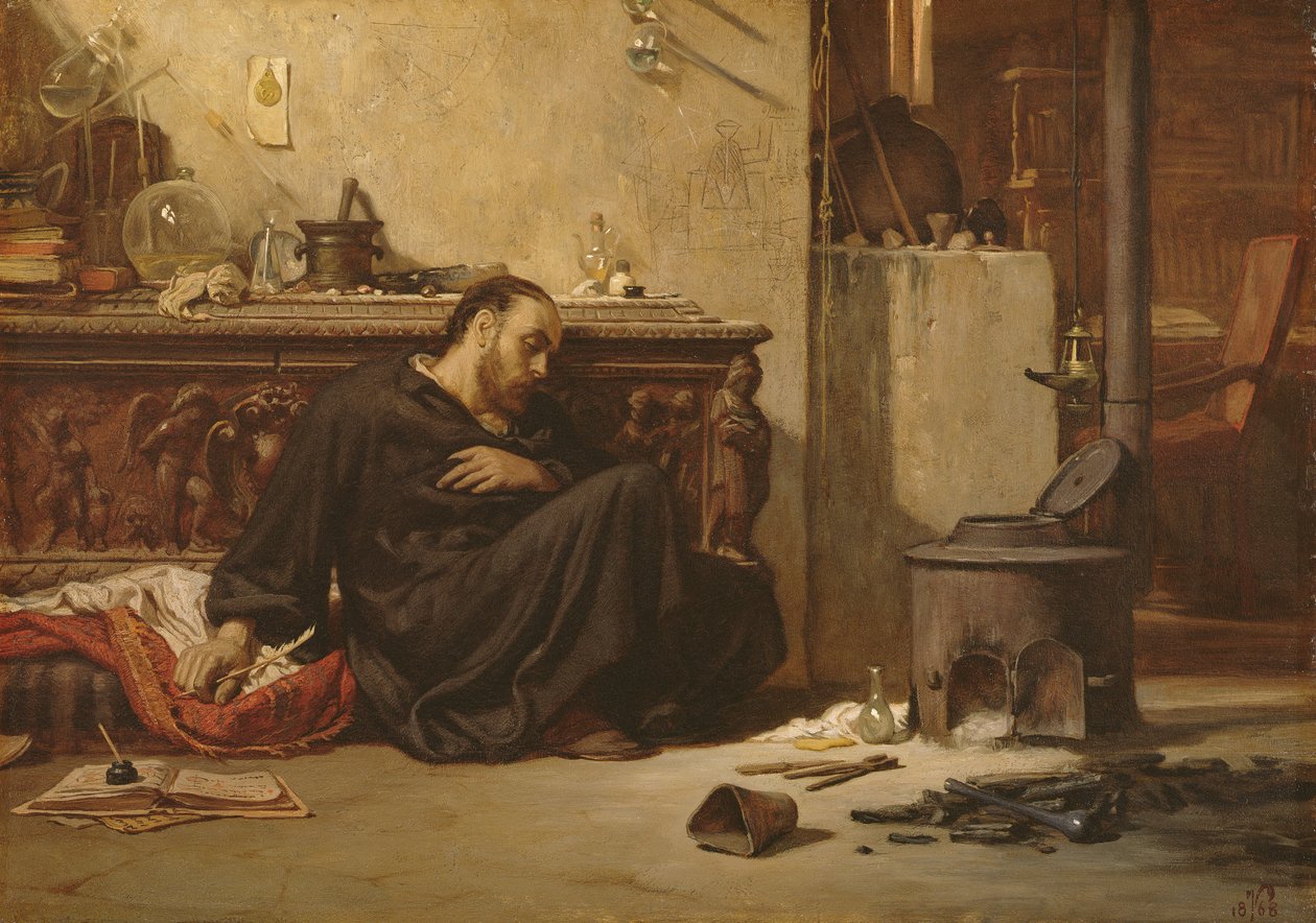 Der tote Alchemist, ca. 1868 von Elihu Vedder