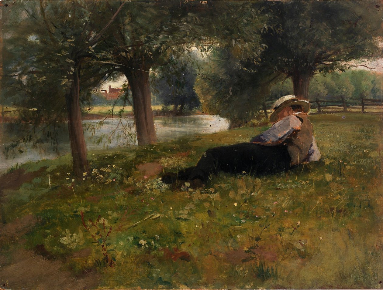 Mann, der neben einem Bach liegt von Eliphalet Fraser Andrews