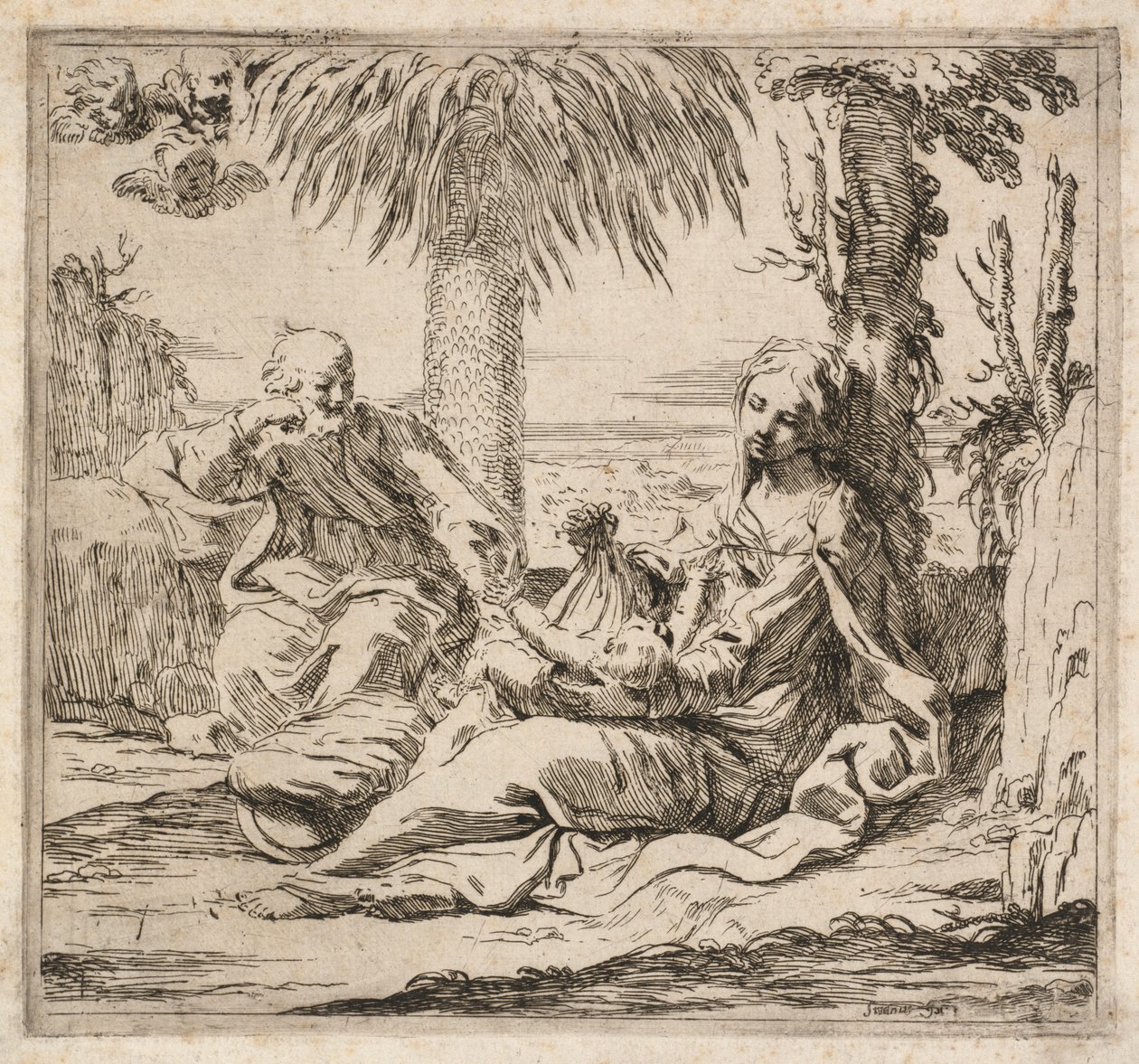 Ruhe auf der Flucht nach Ägypten von Elisabetta Sirani